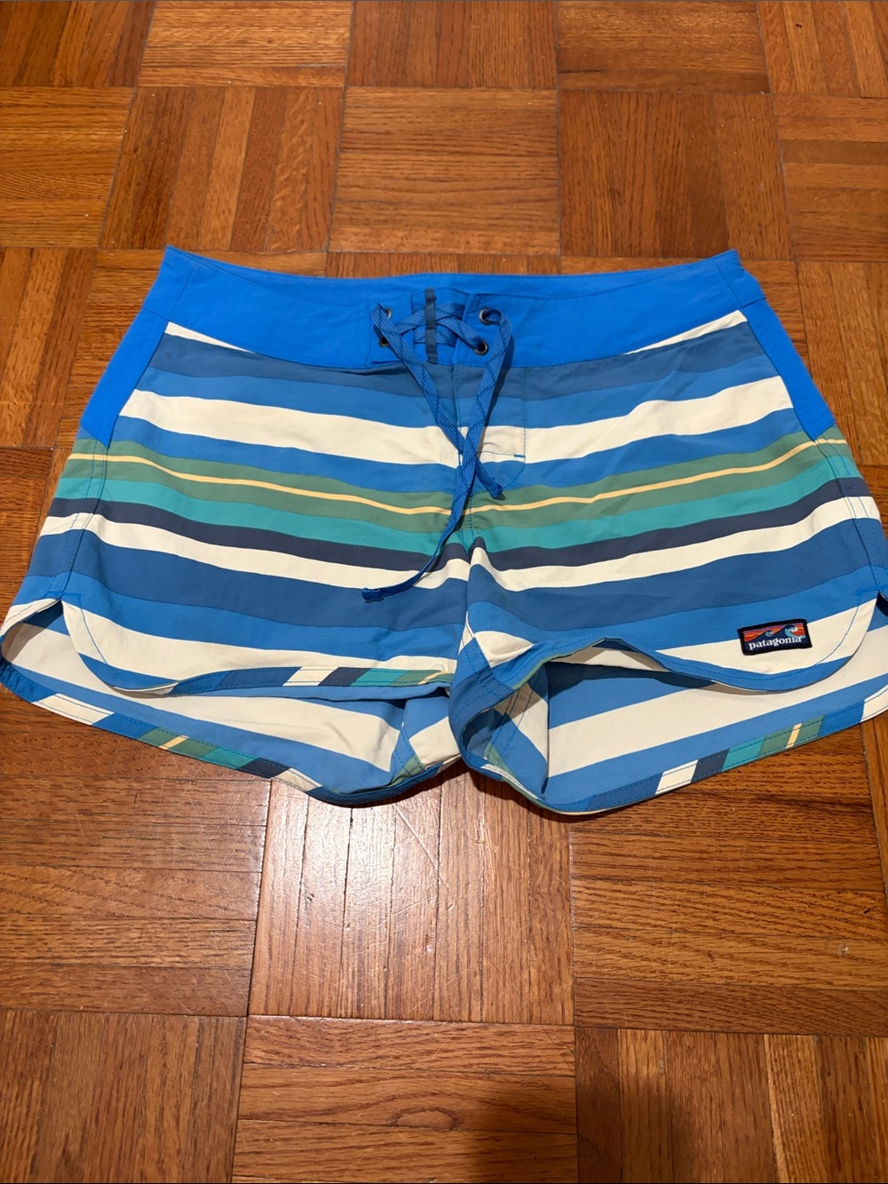 Patagonia Blue Striped Women’s Hybrids Shorts